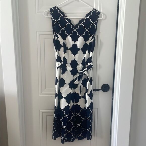 Classic Talbots Navy and White Patterned Dress - Picture 1 of 5